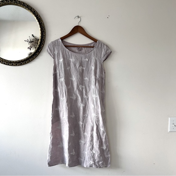 VINTAGE | Butterfly Linen Mini Dress By Lina Tomei - Picture 2 of 4
